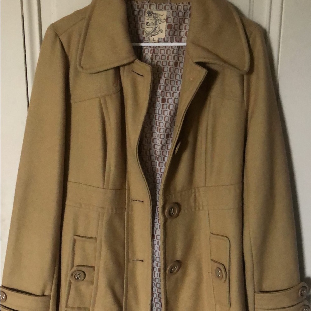 Tan winter coat from anthropology by tulle